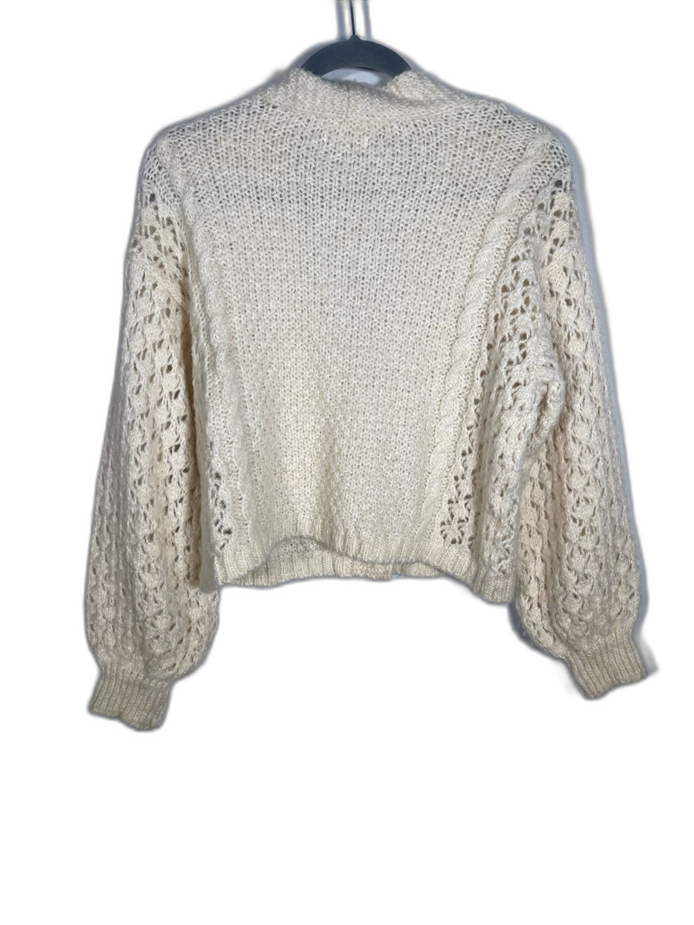 MANGO WOMENS IVORY CREAM KNIT CARDIGAN SWEATER WOOL BLEND MEDIUM - Picture 5 of 6